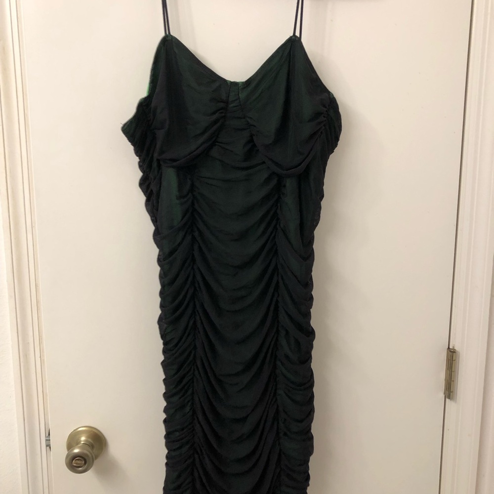 SHEIN Dark Green Strapless Ruched Dress